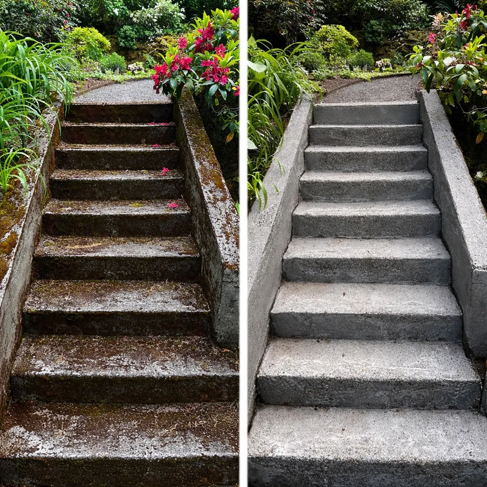 Before and after pressure washing comparison