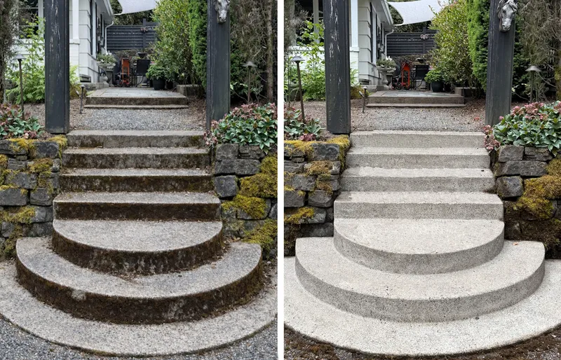 Deck cleaning and restoration service on a Portland, Oregon residential deck